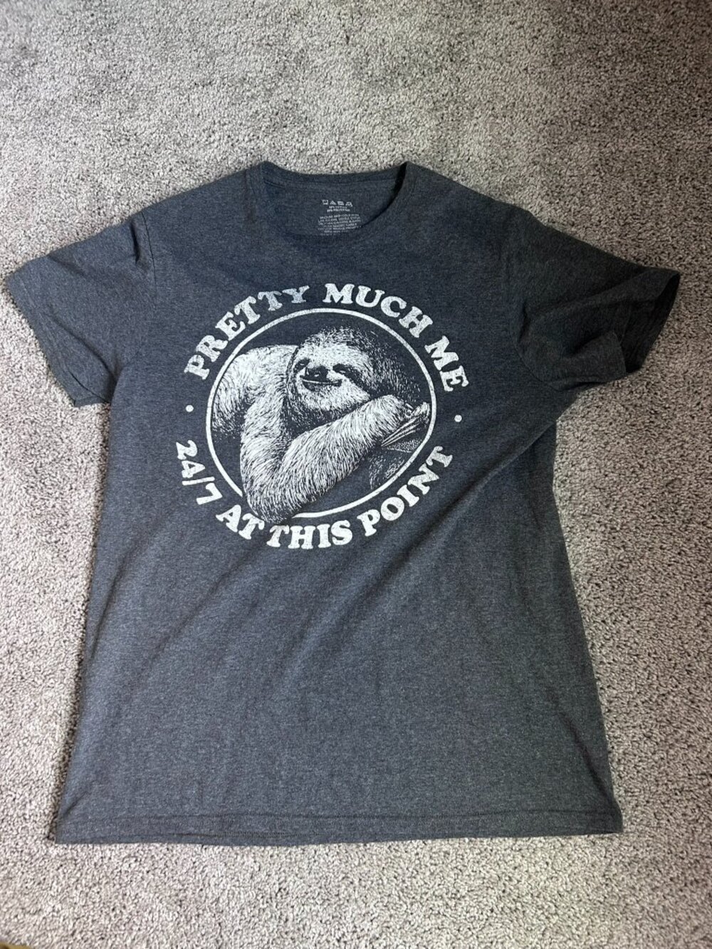 Sleeping Sloth Medium Grey T-Shirt